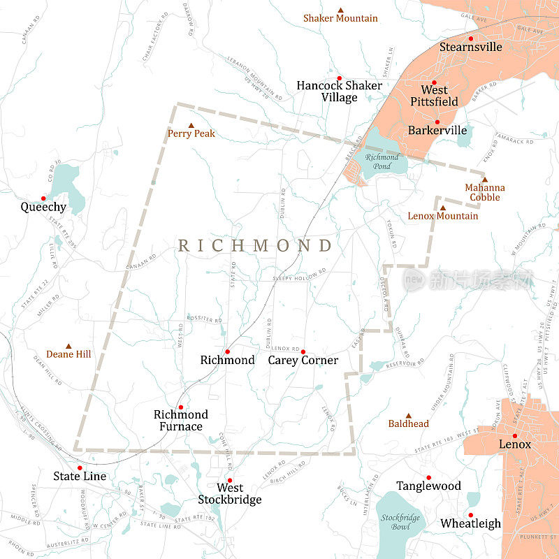 MA Berkshire Richmond矢量路线图